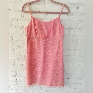 Vintage Pink Lace Slip Dress Pixie of California by Sue Webb Size Small